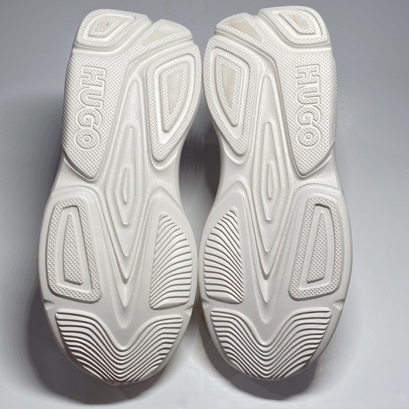 NWOT Hugo Women’s Runners Size 37 Fits 7 Leon Trainers Lace Ups Tan Cream Fabric - Picture 7 of 13